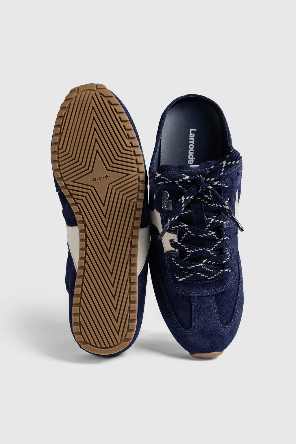Navy Suede and Ivory Leather Slip-On Mule