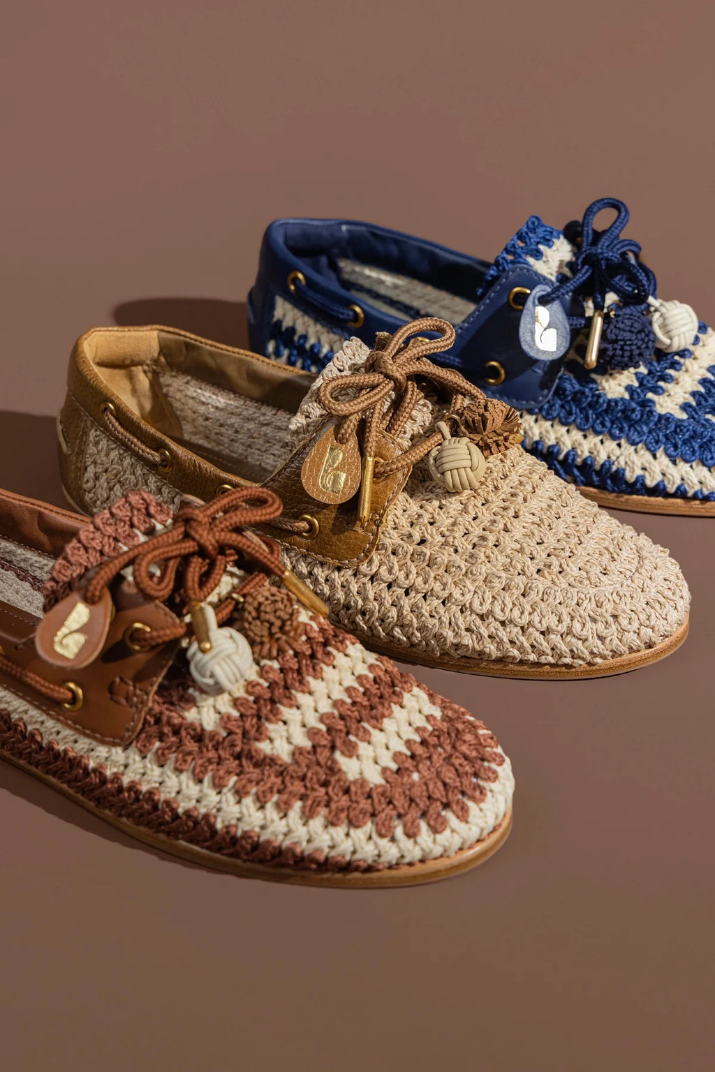 Natural Crochet and Russet Leather Boat Shoe