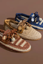 Natural Crochet and Russet Leather Boat Shoe
