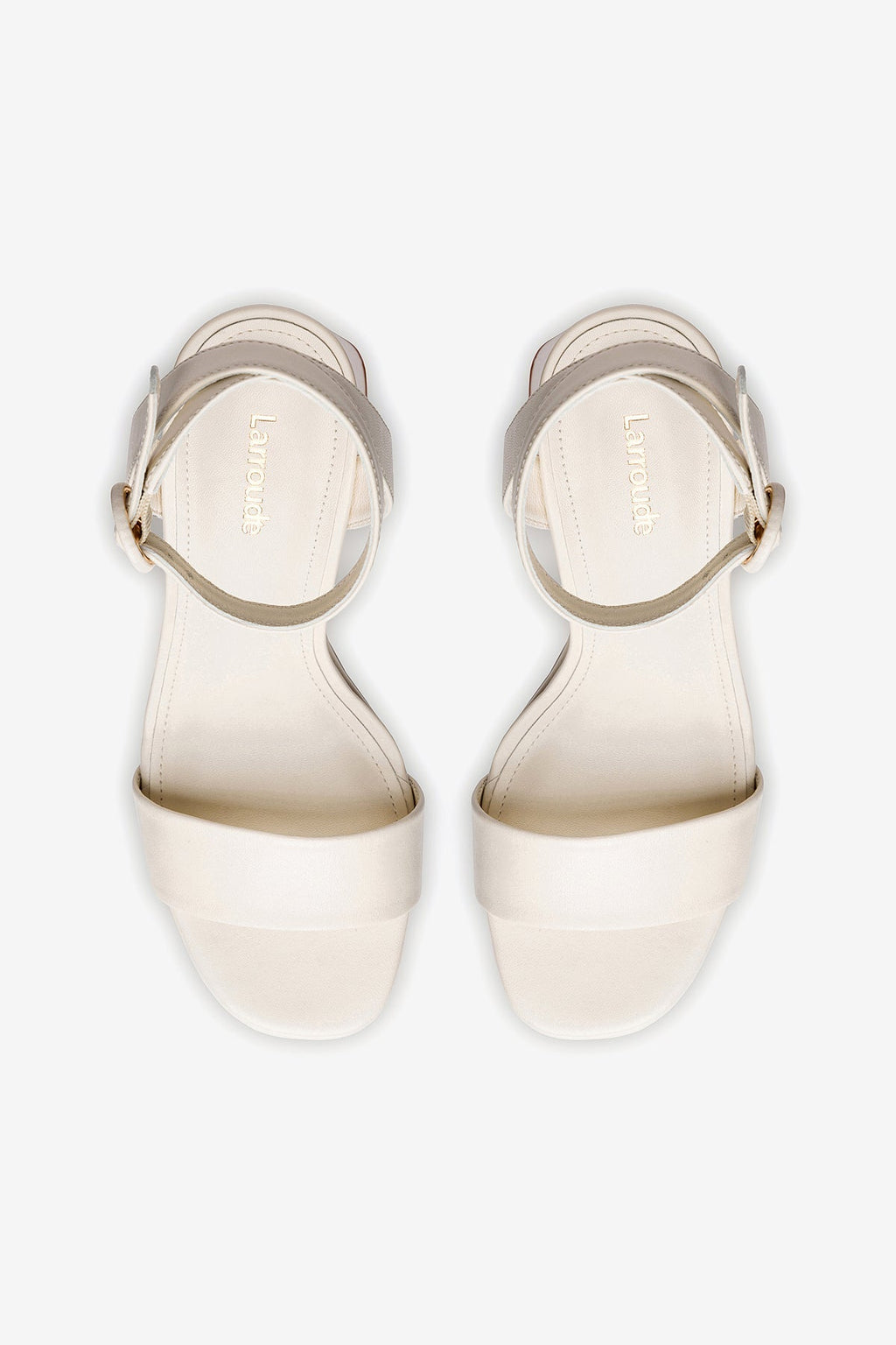 Ivory Leather High Block Heel Platform Sandal