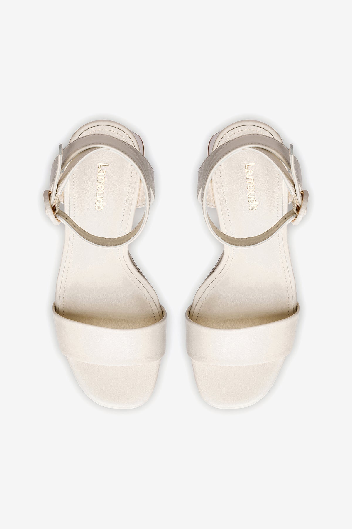 Ivory Leather High Block Heel Platform Sandal