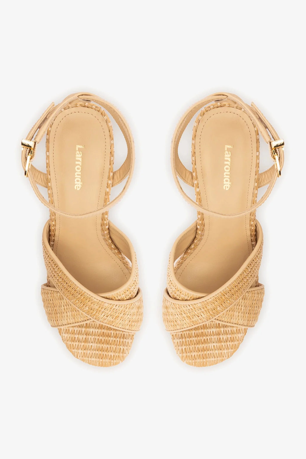 Natural Raffia High Block Heel Platform Sandal