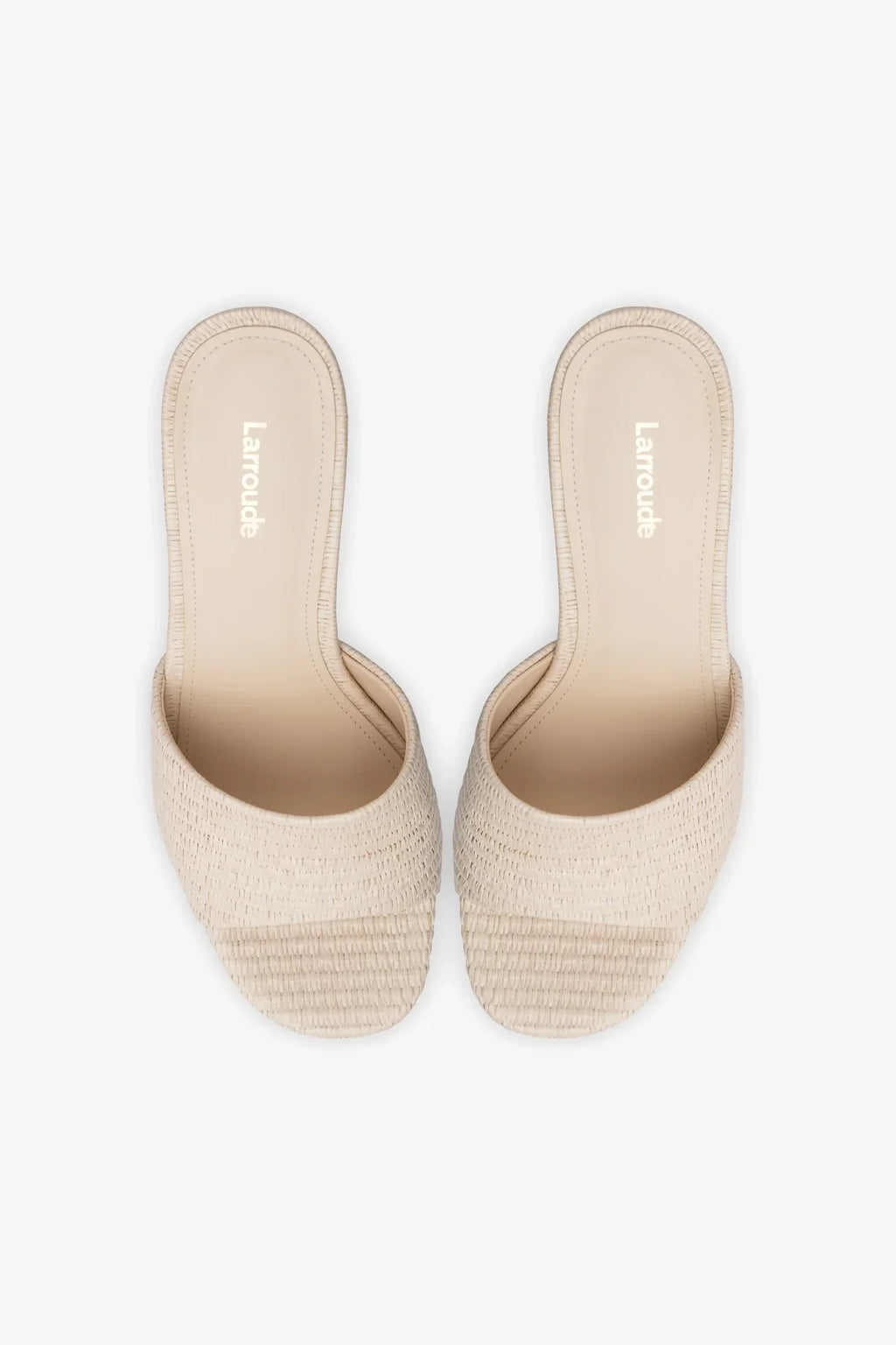 Natural Raffia High Block Heel Slip-On Mule