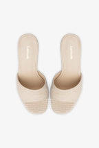 Natural Raffia High Block Heel Slip-On Mule