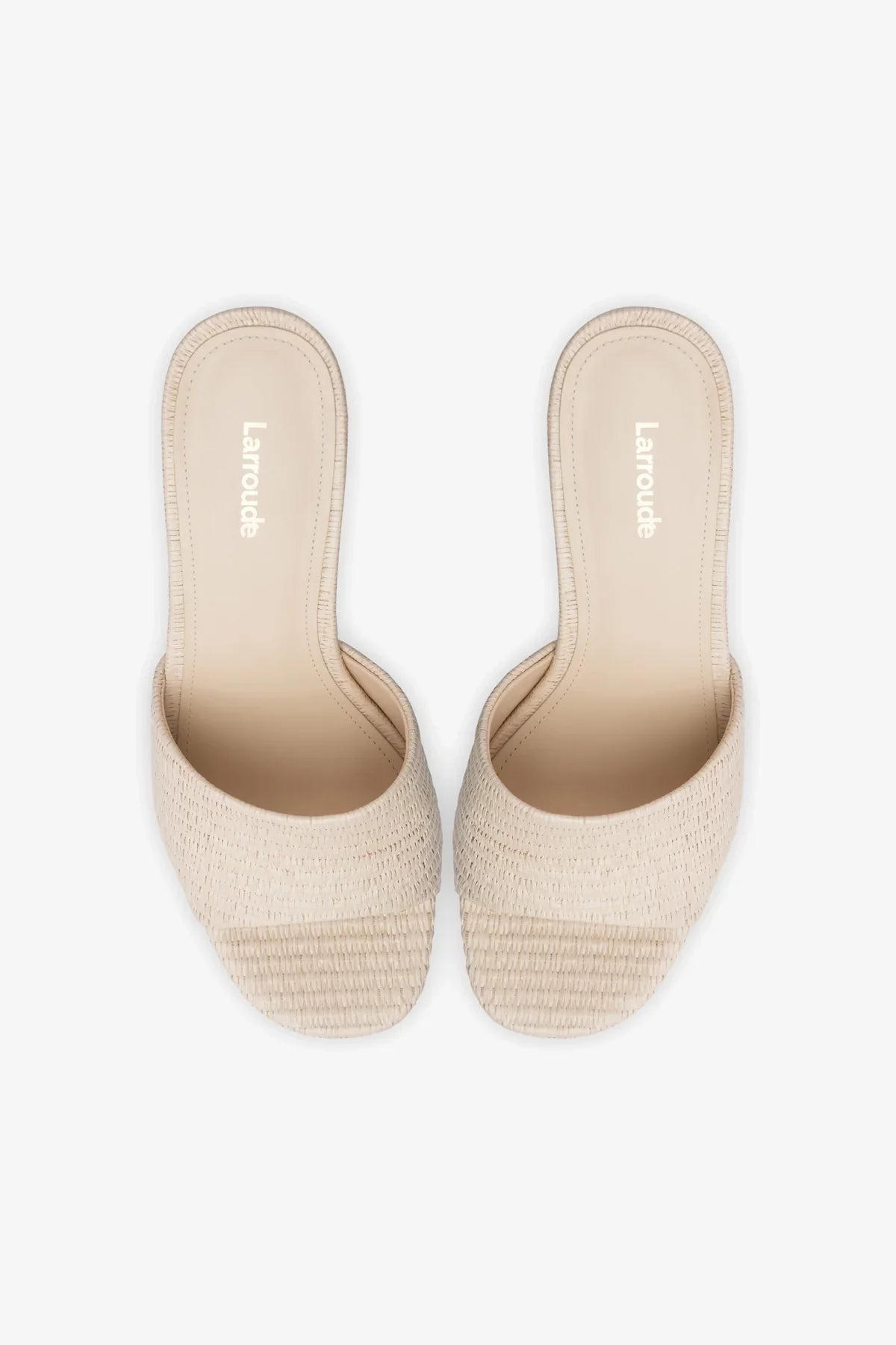 Natural Raffia High Block Heel Slip-On Mule