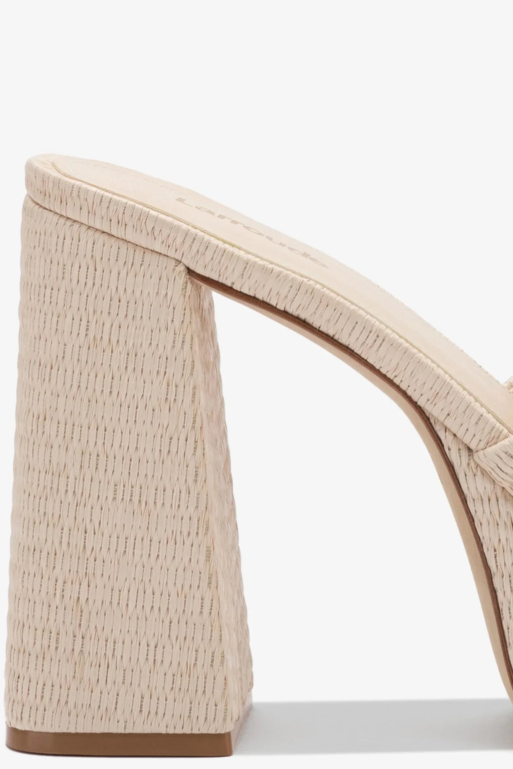 Natural Raffia High Block Heel Slip-On Mule
