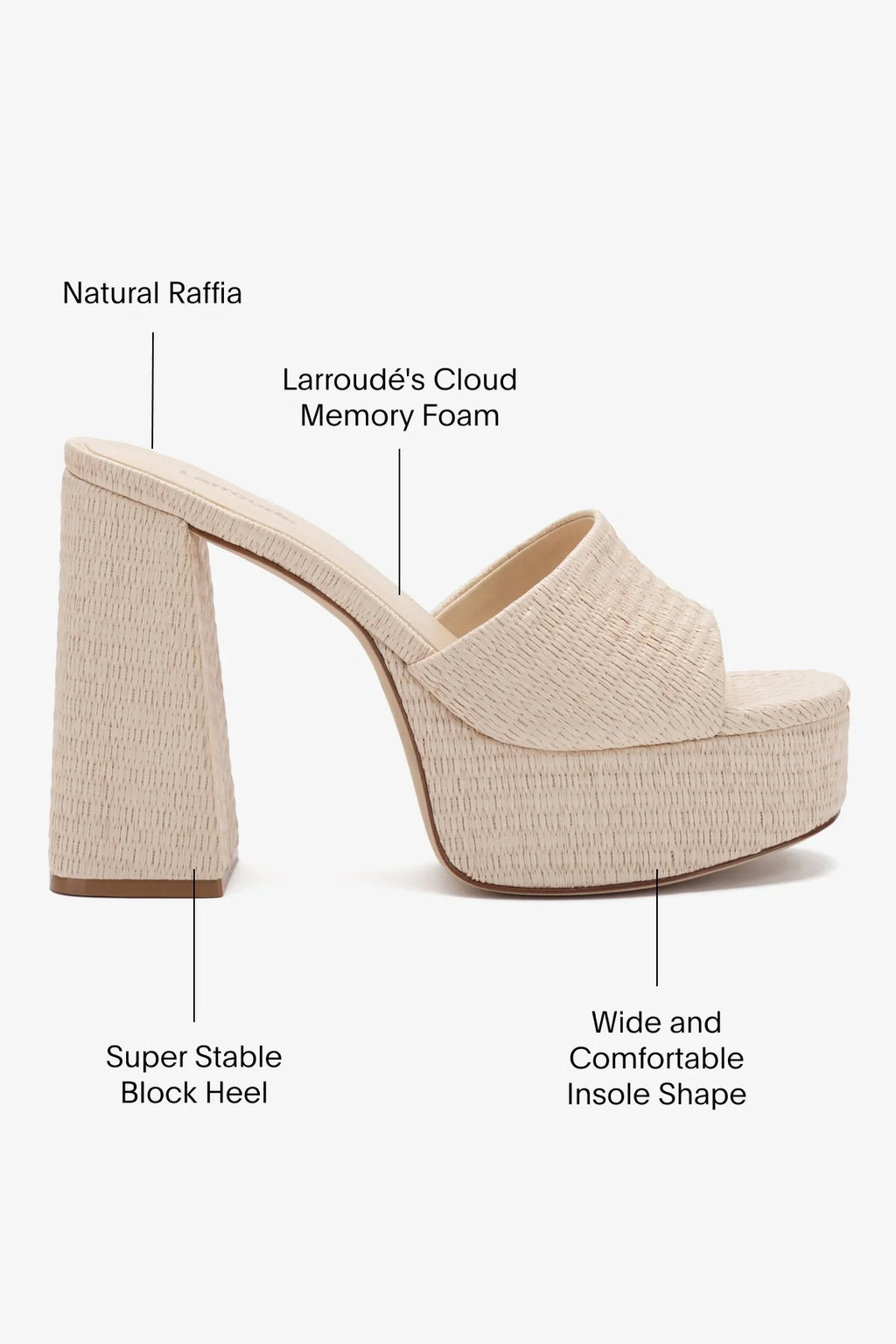 Natural Raffia High Block Heel Slip-On Mule