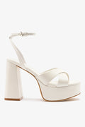 Pearl Leather High Block Heel Platform Sandal