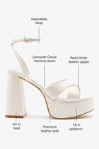 Pearl Leather High Block Heel Platform Sandal