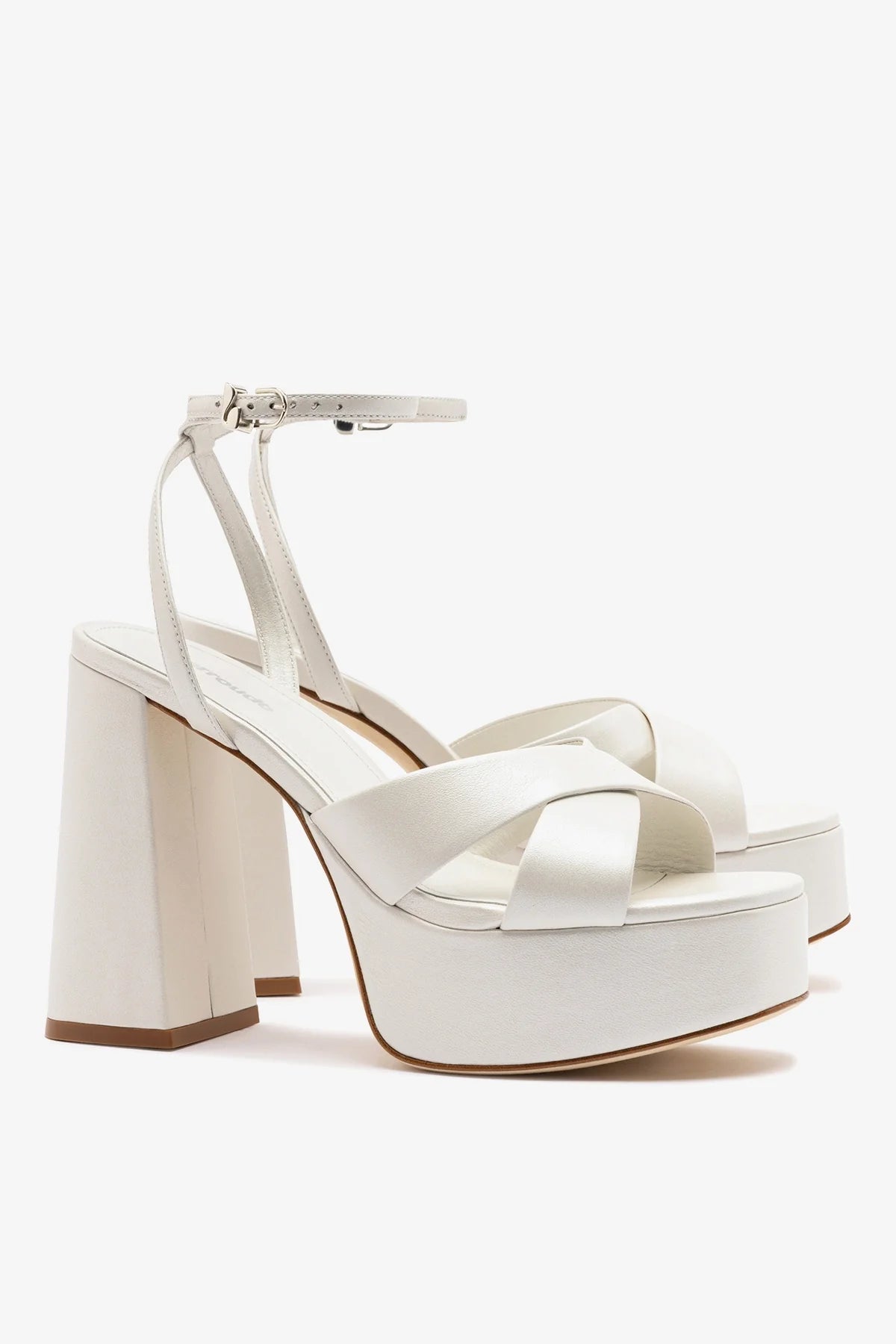 Pearl Leather High Block Heel Platform Sandal