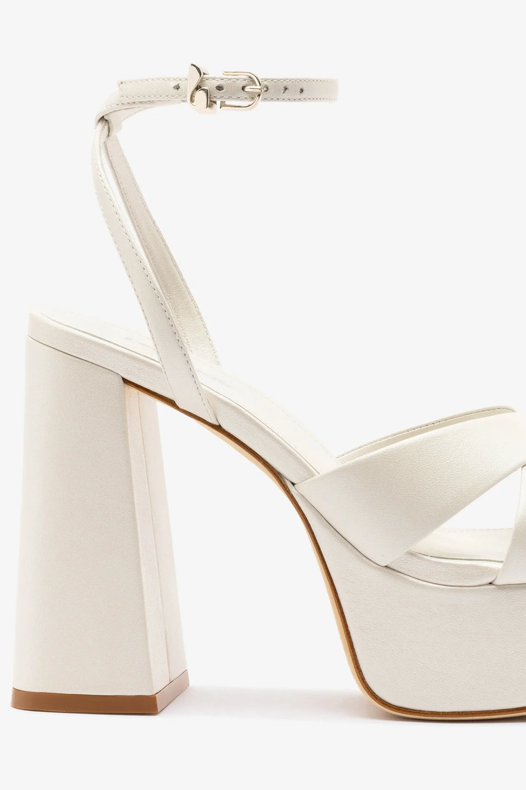 Pearl Leather High Block Heel Platform Sandal