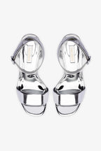 Silver Mirror High Block Heel Platform Sandal