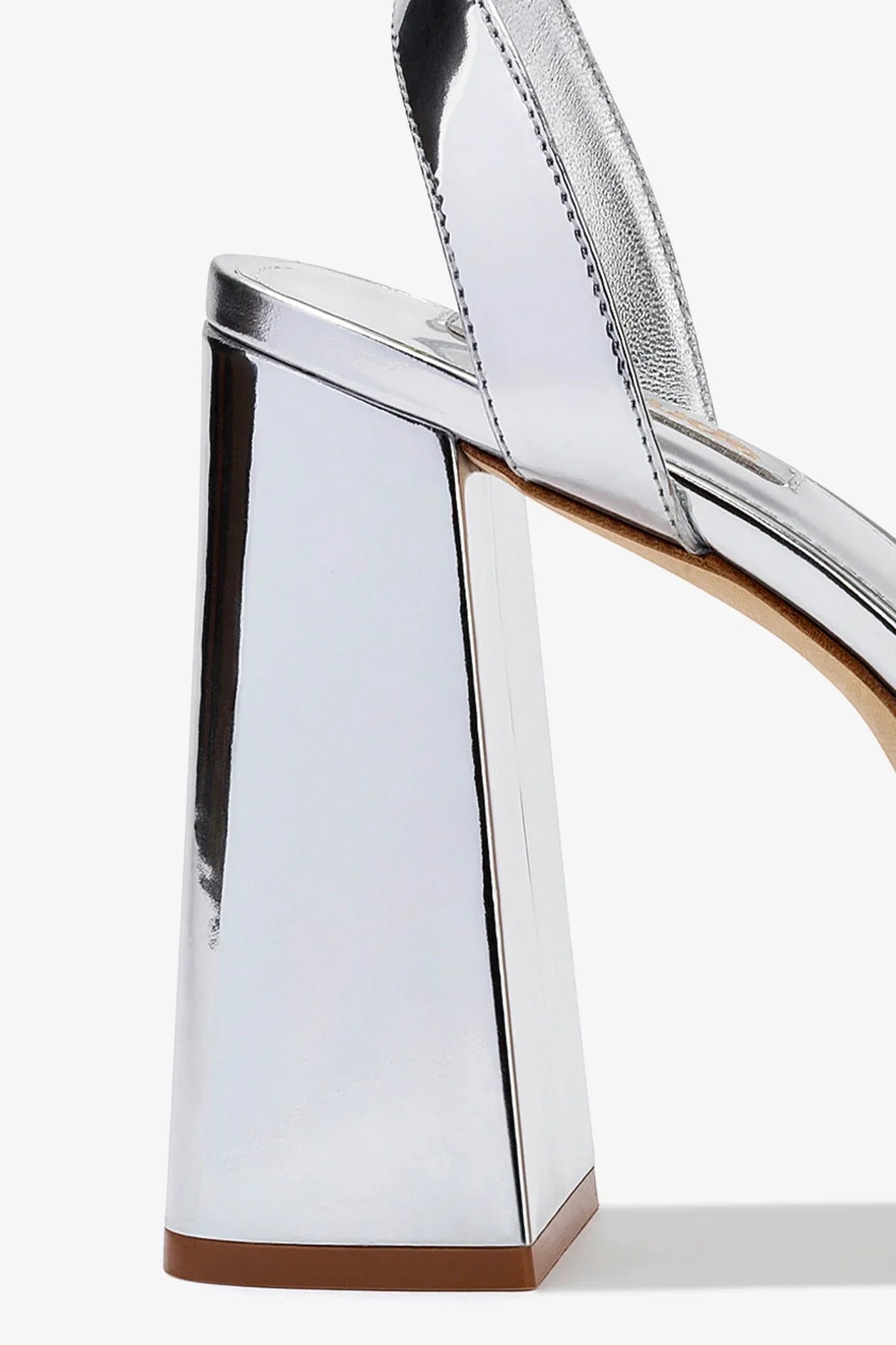 Silver Mirror High Block Heel Platform Sandal