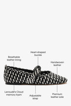 Black and White Leather Macrame Ballet Flat