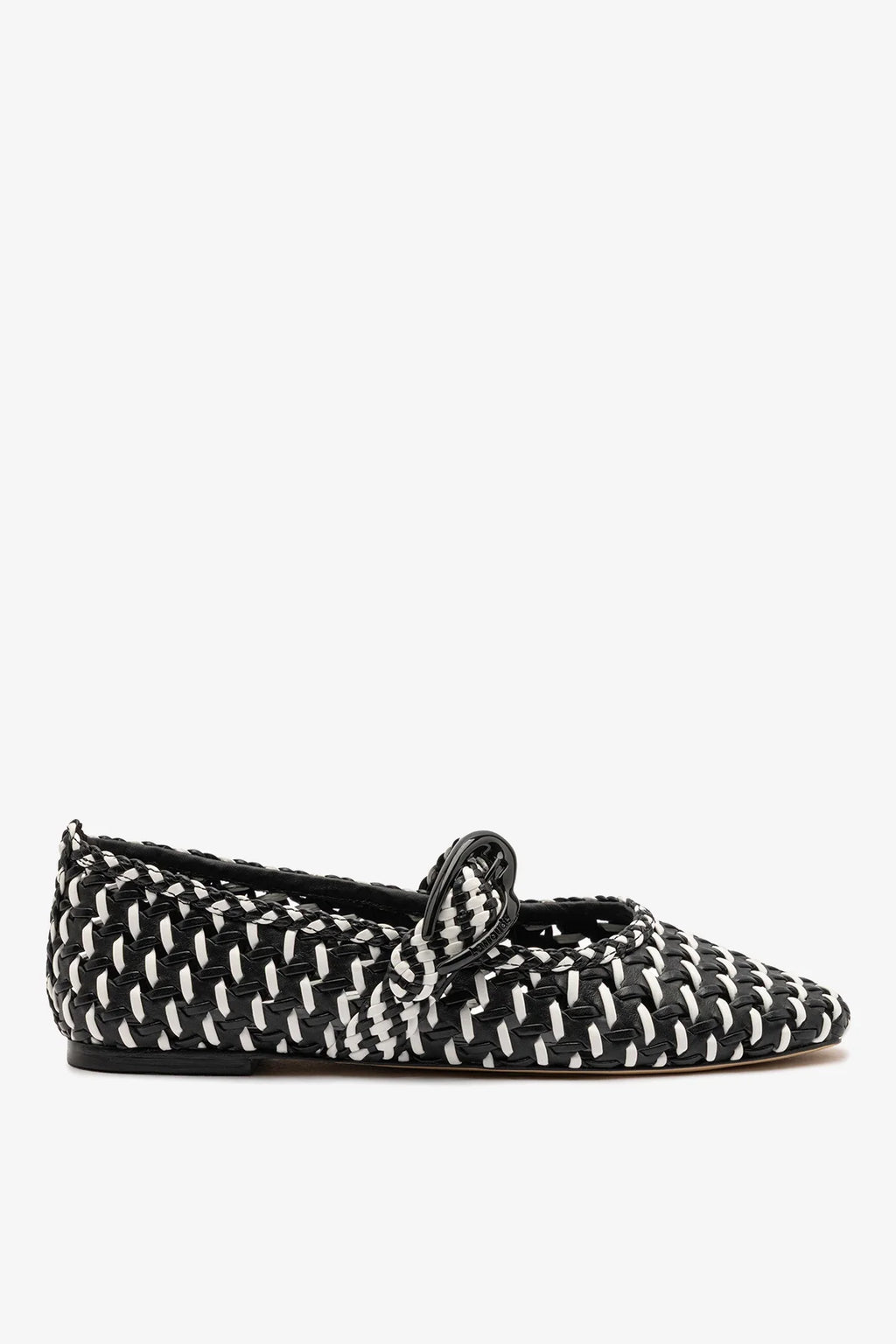 Black and White Leather Macrame Ballet Flat