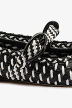 Black and White Leather Macrame Ballet Flat