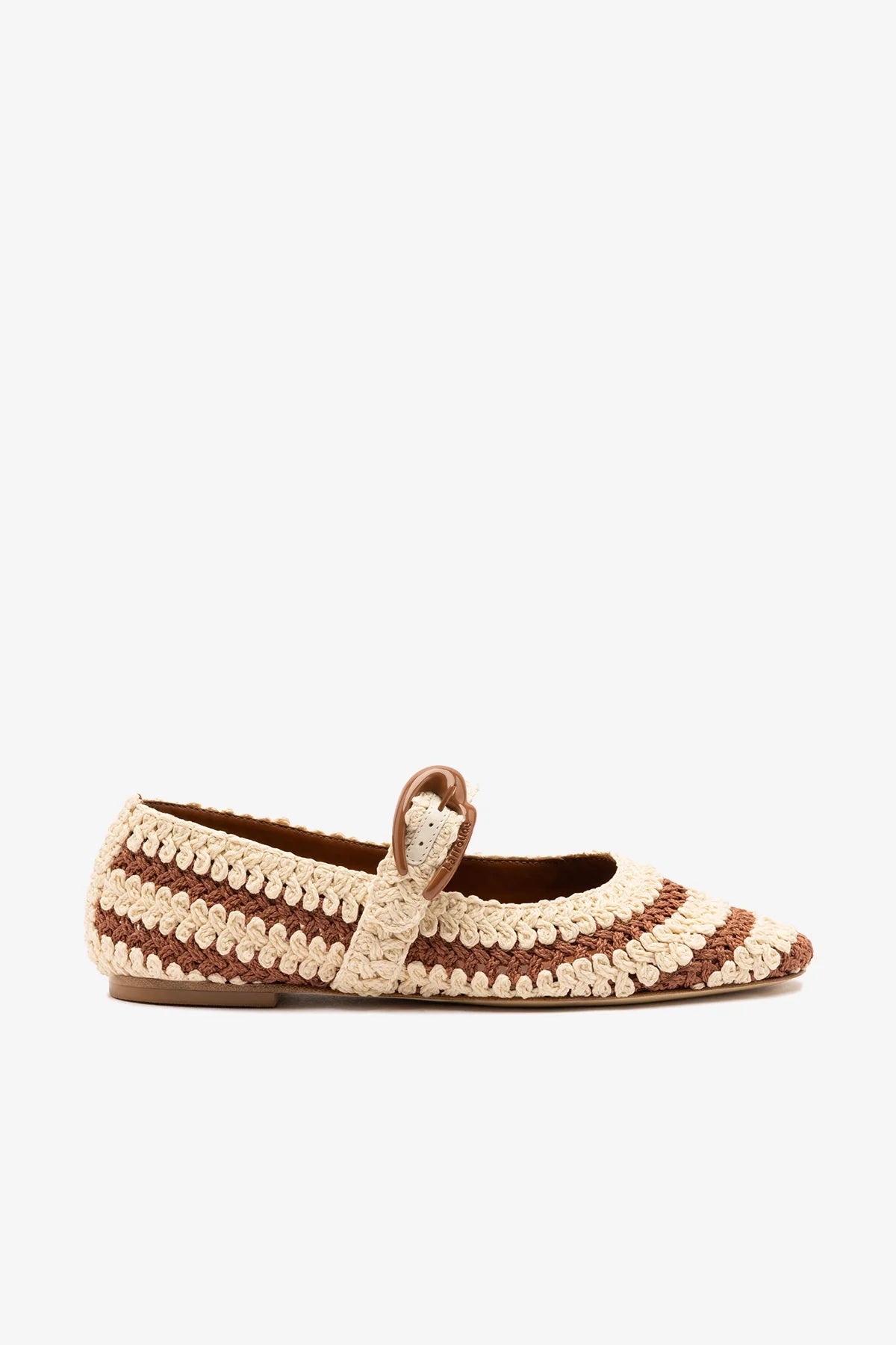 Caramel and Ivory Two-Tone Crochet Ballet Flat