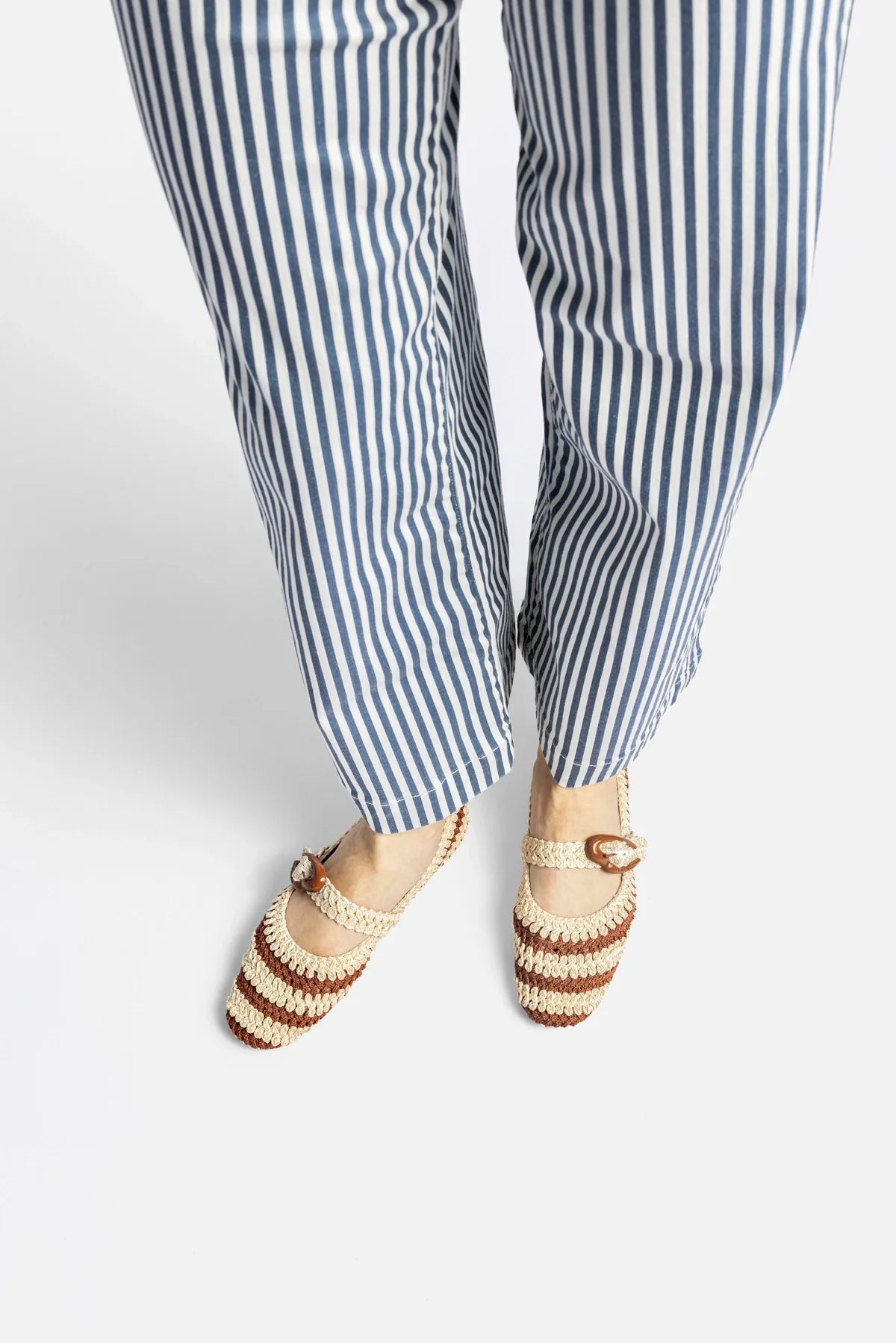 Caramel and Ivory Two-Tone Crochet Ballet Flat