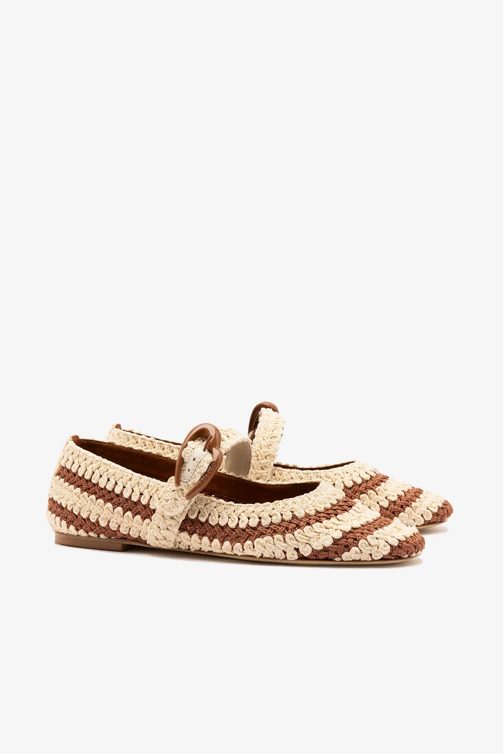 Caramel and Ivory Two-Tone Crochet Ballet Flat