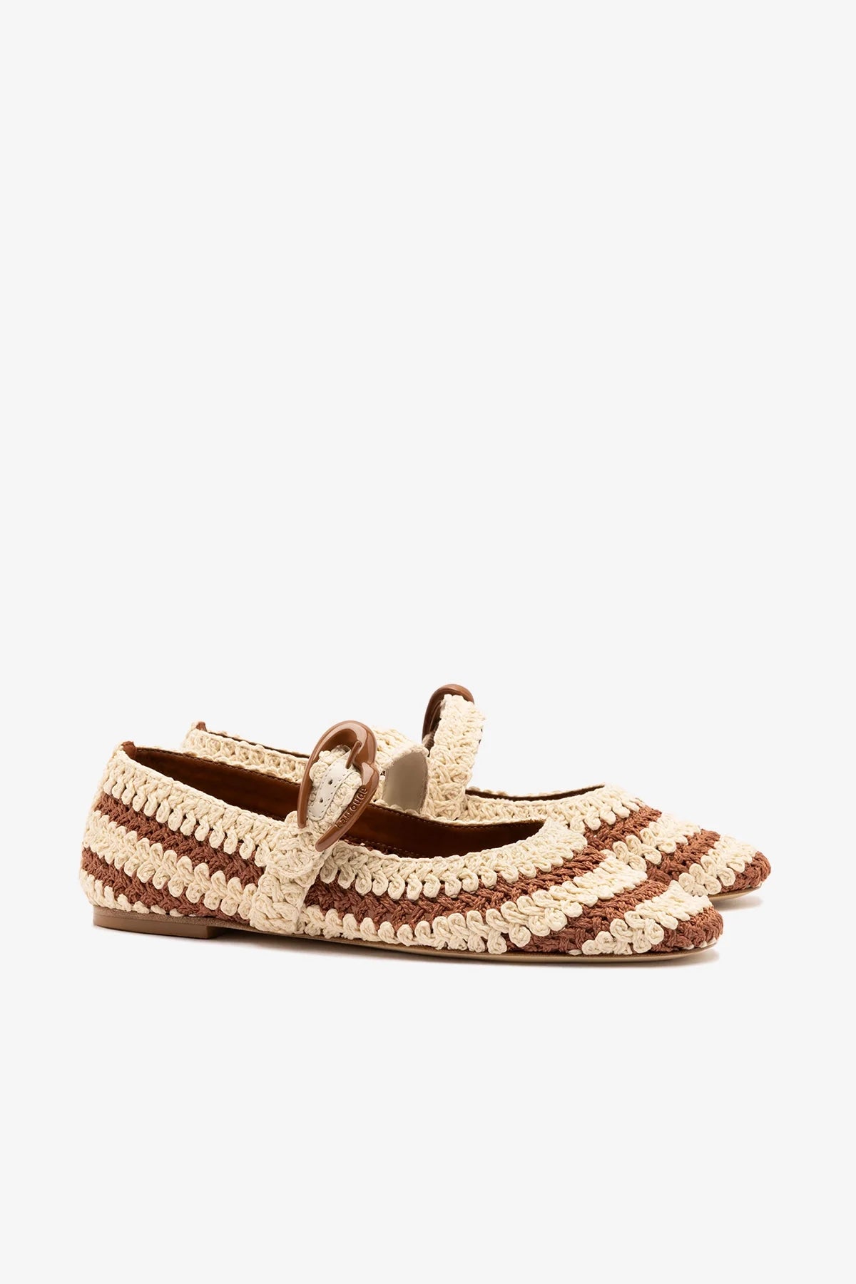 Caramel and Ivory Two-Tone Crochet Ballet Flat