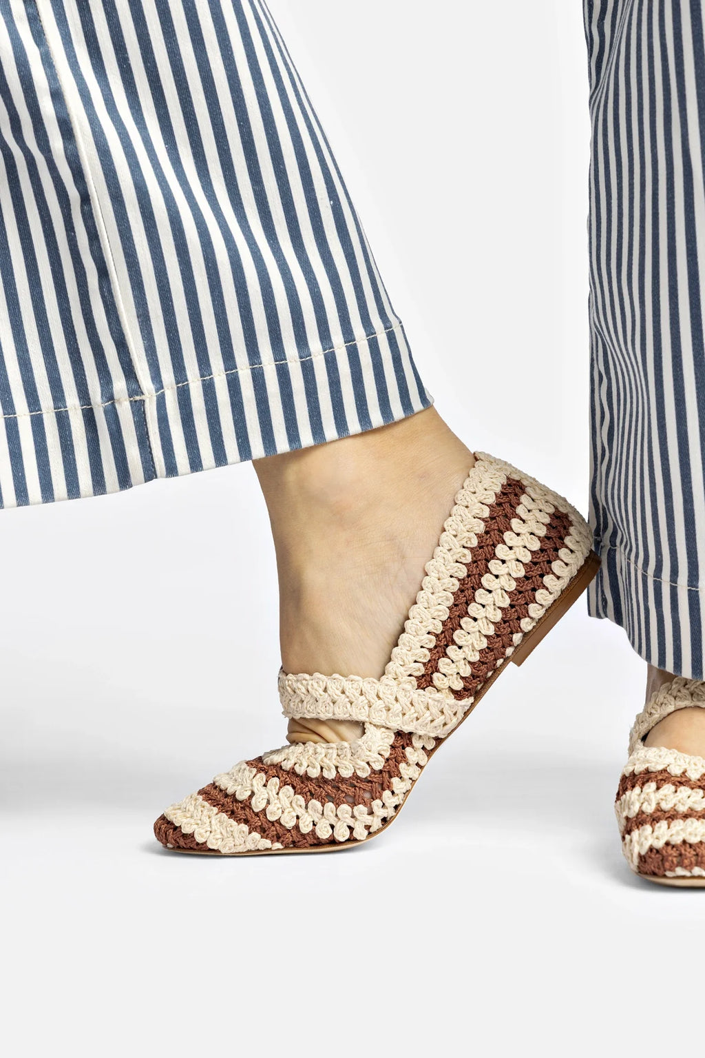 Caramel and Ivory Two-Tone Crochet Ballet Flat