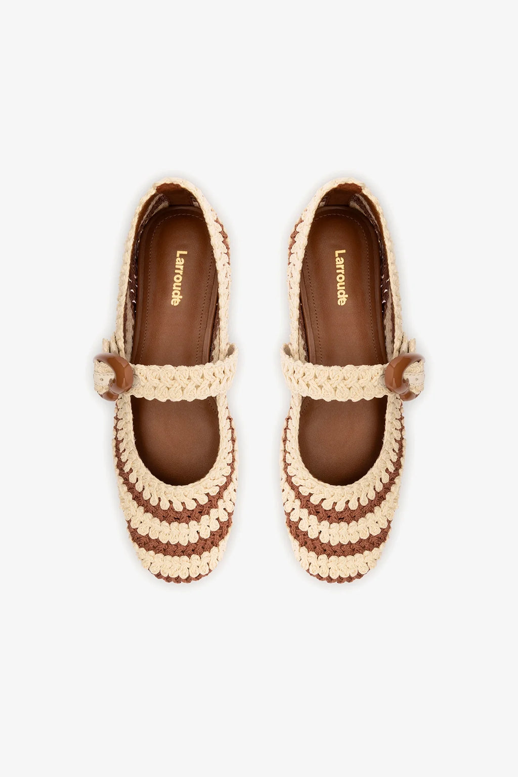 Caramel and Ivory Two-Tone Crochet Ballet Flat