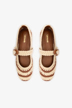 Caramel and Ivory Two-Tone Crochet Ballet Flat