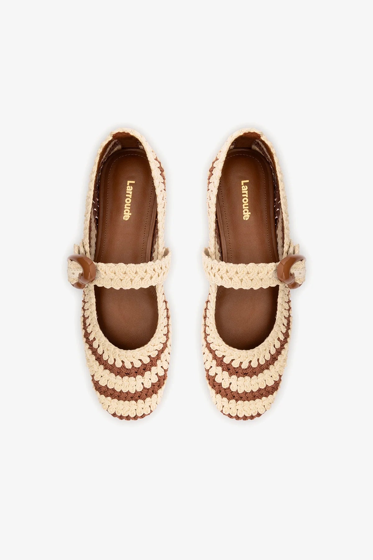 Caramel and Ivory Two-Tone Crochet Ballet Flat