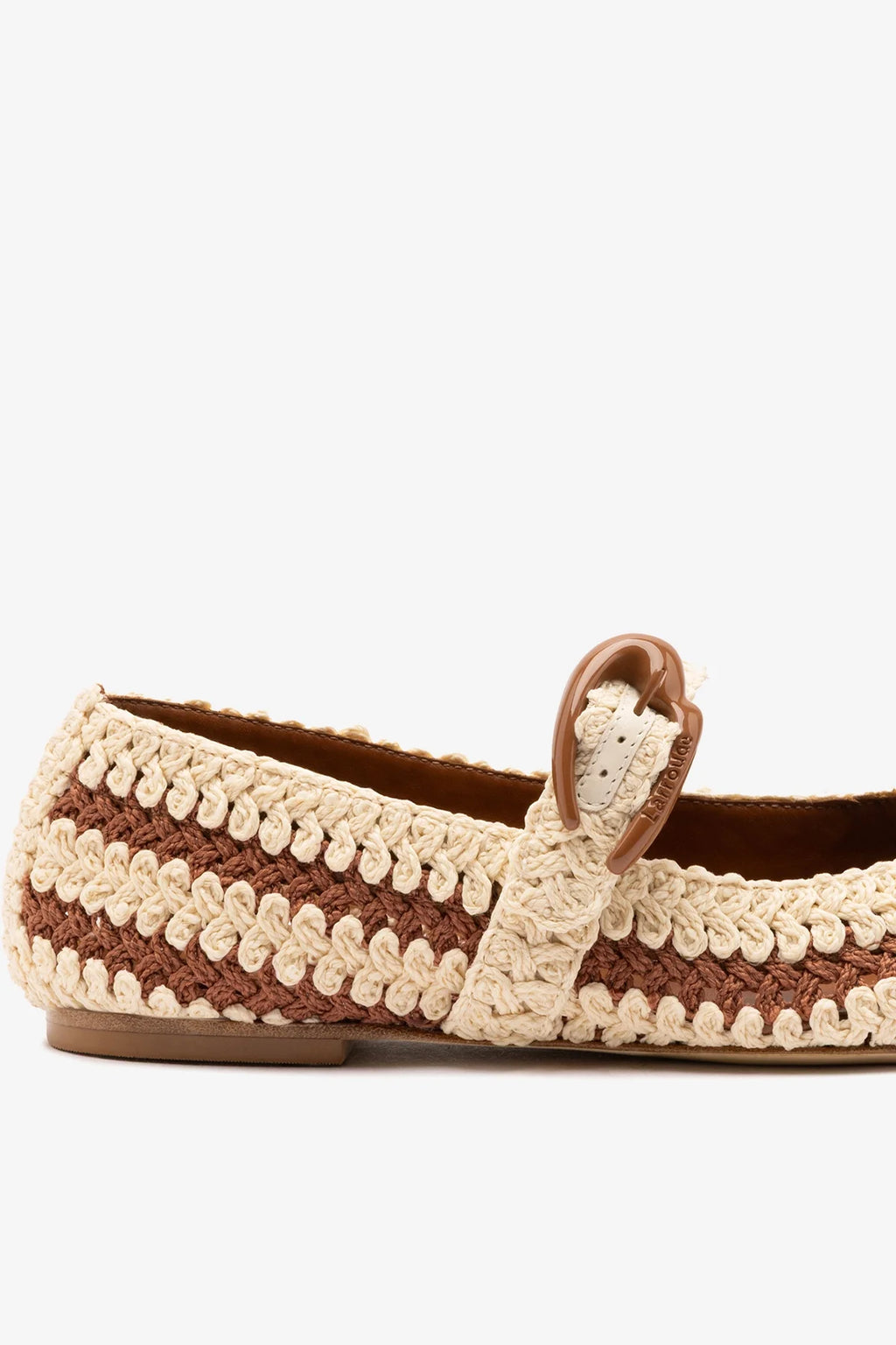 Caramel and Ivory Two-Tone Crochet Ballet Flat