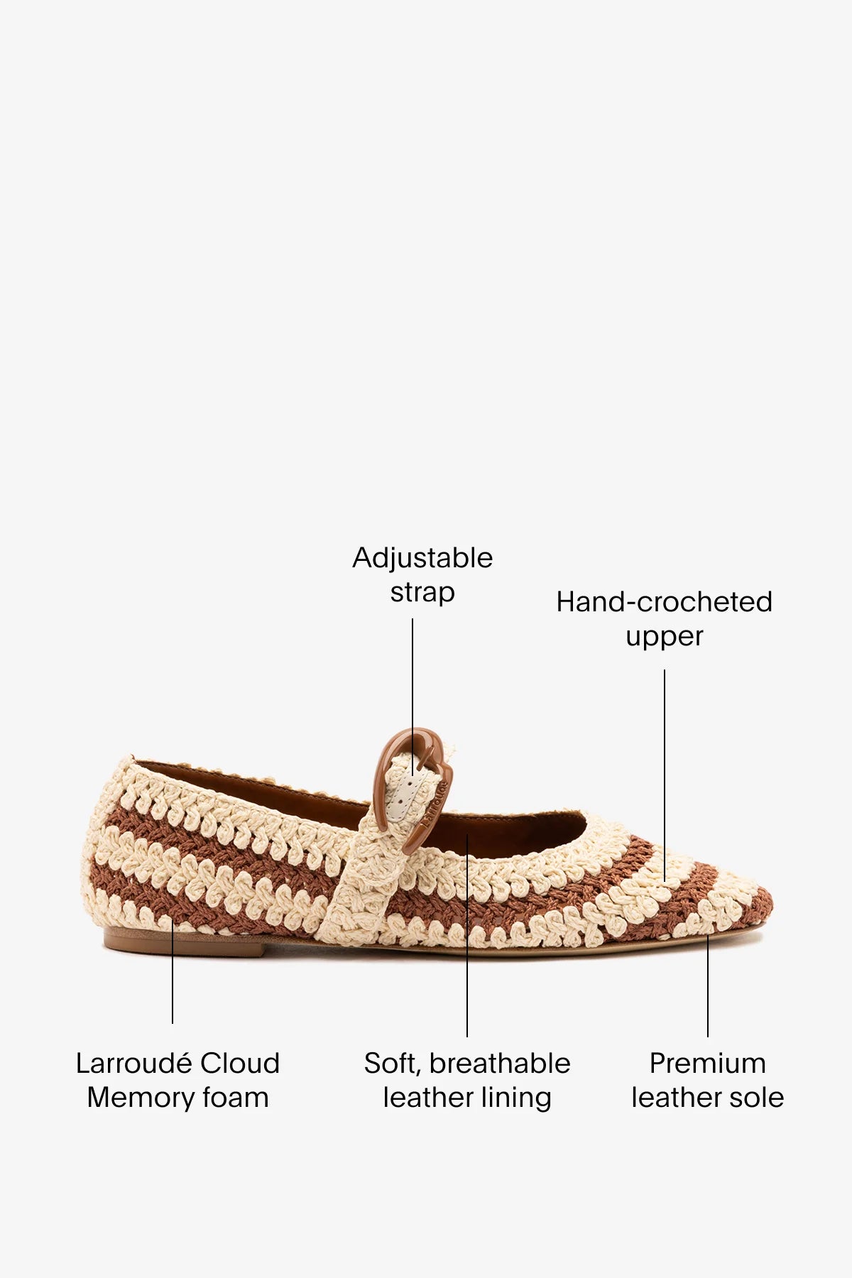 Caramel and Ivory Two-Tone Crochet Ballet Flat