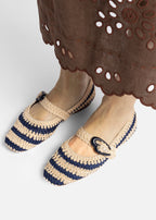 Navy and Ivory Two-Tone Crochet Ballet Flat