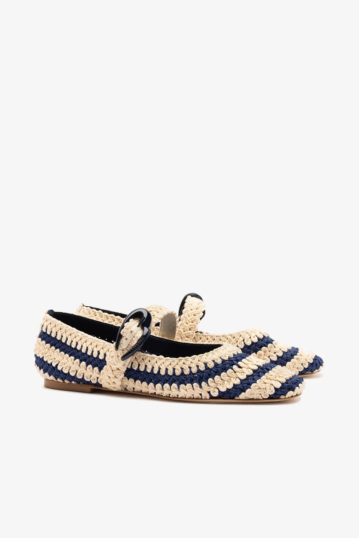Navy and Ivory Two-Tone Crochet Ballet Flat
