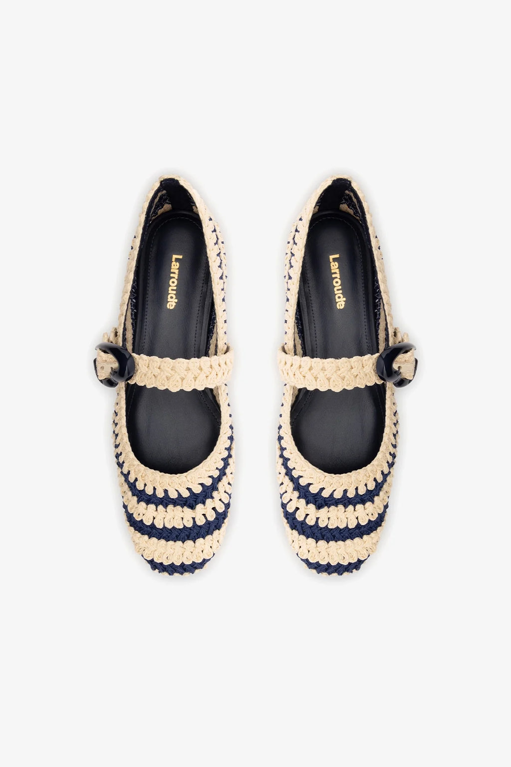 Navy and Ivory Two-Tone Crochet Ballet Flat