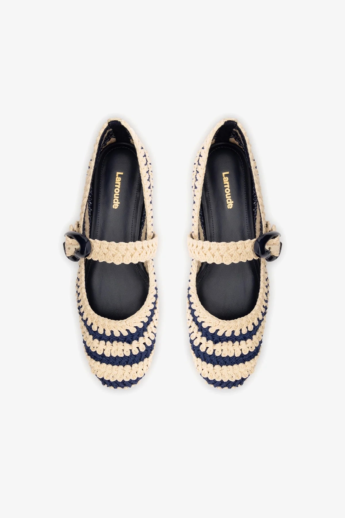 Navy and Ivory Two-Tone Crochet Ballet Flat
