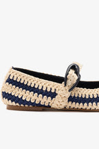 Navy and Ivory Two-Tone Crochet Ballet Flat