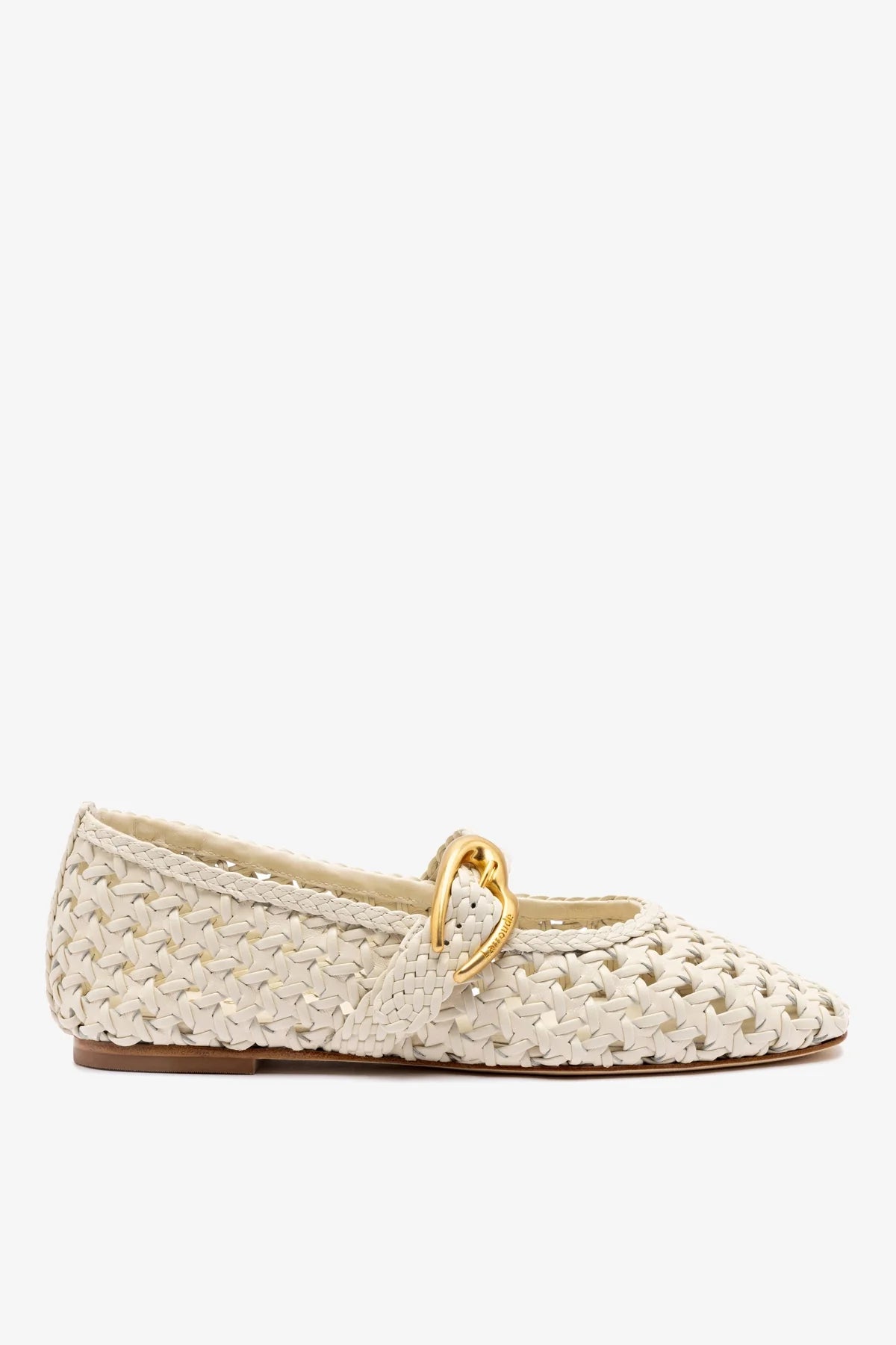 Ivory Leather Macrame Mary-Jane Ballet Flat
