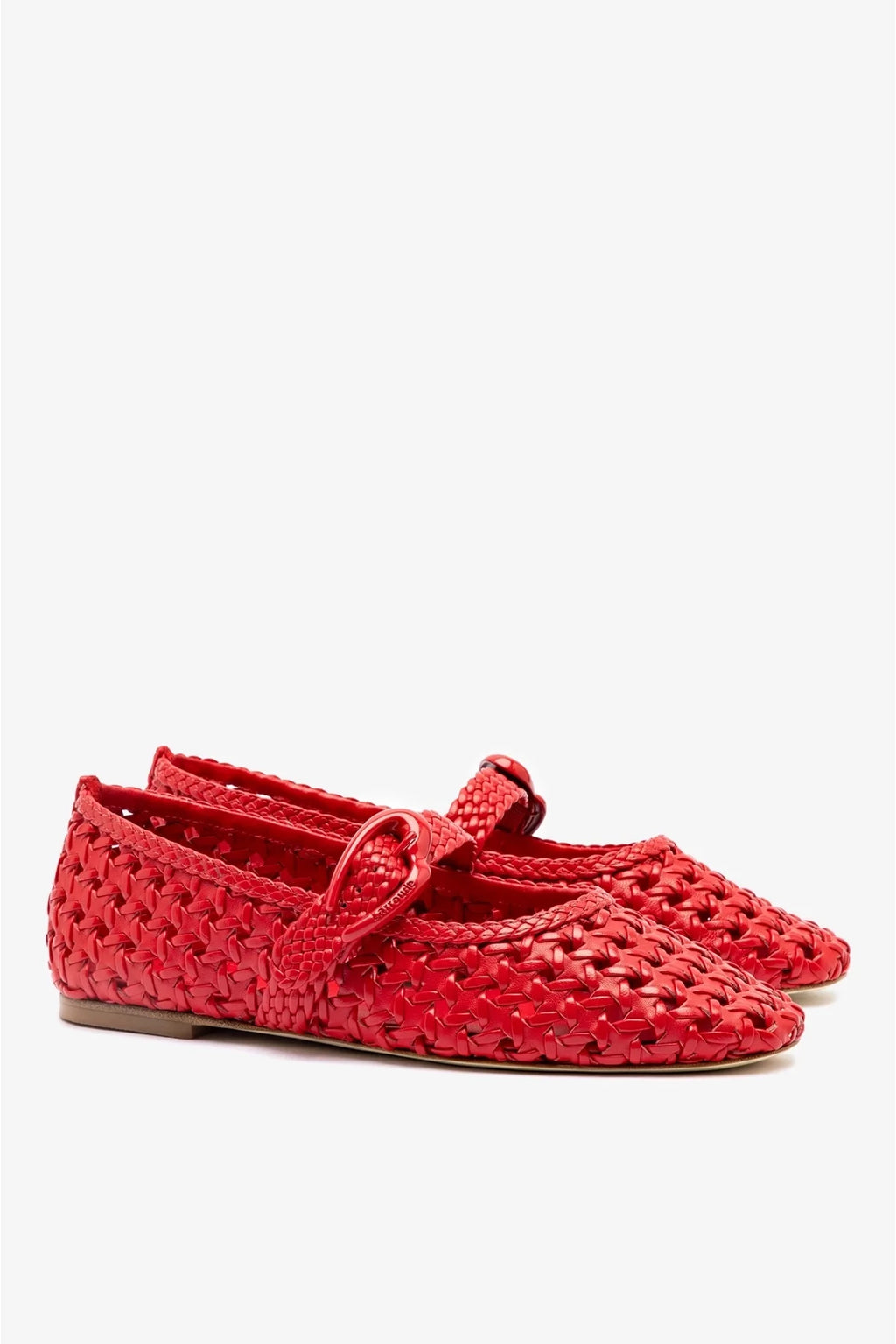 Scarlet Leather Macrame Mary-Jane Ballet Flat