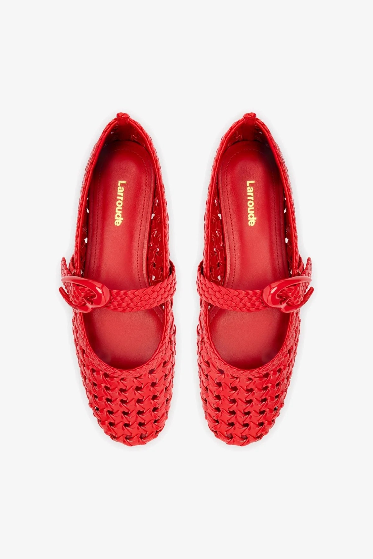 Scarlet Leather Macrame Mary-Jane Ballet Flat