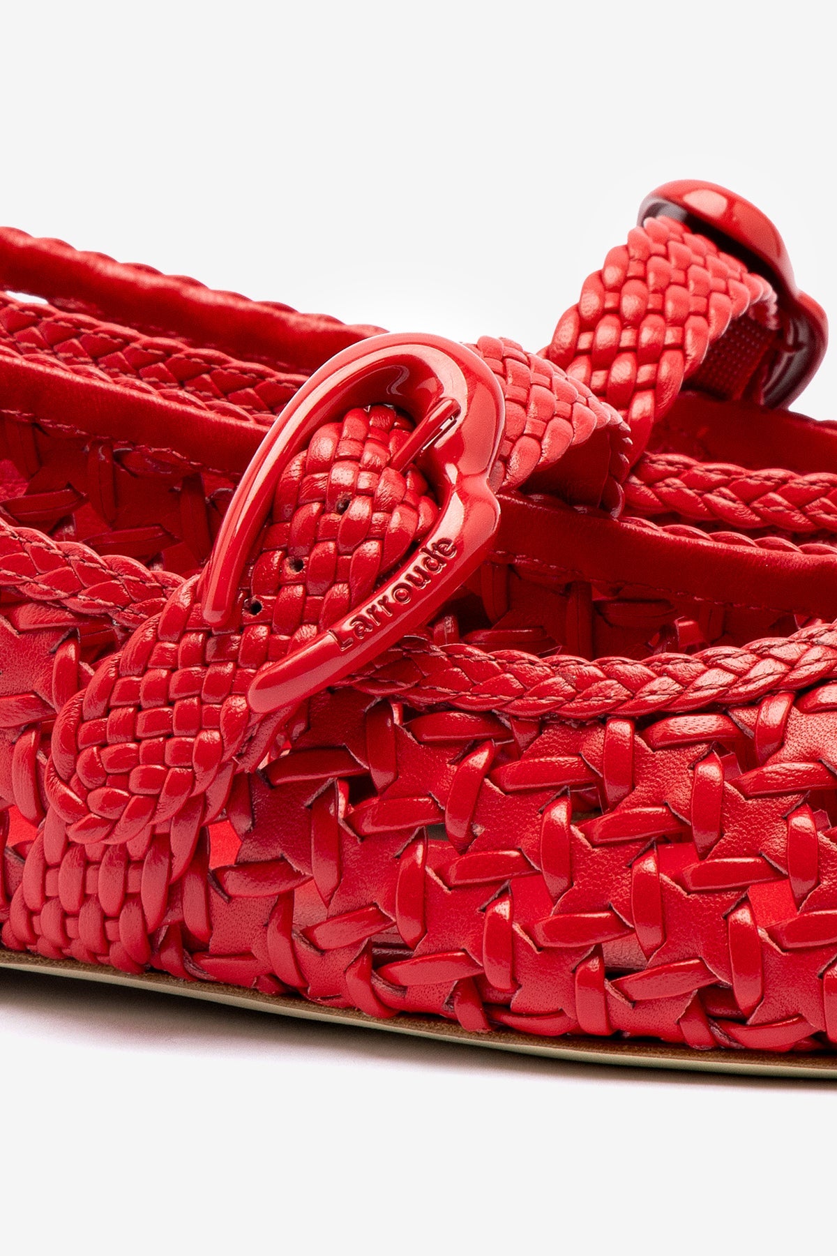 Scarlet Leather Macrame Mary-Jane Ballet Flat