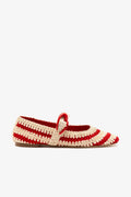 Scarlet and Ivory Two-Tone Crochet Ballet Flat