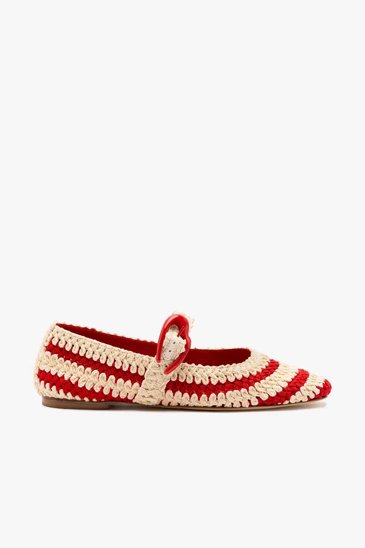 Scarlet and Ivory Two-Tone Crochet Ballet Flat