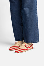 Scarlet and Ivory Two-Tone Crochet Ballet Flat