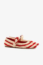 Scarlet and Ivory Two-Tone Crochet Ballet Flat