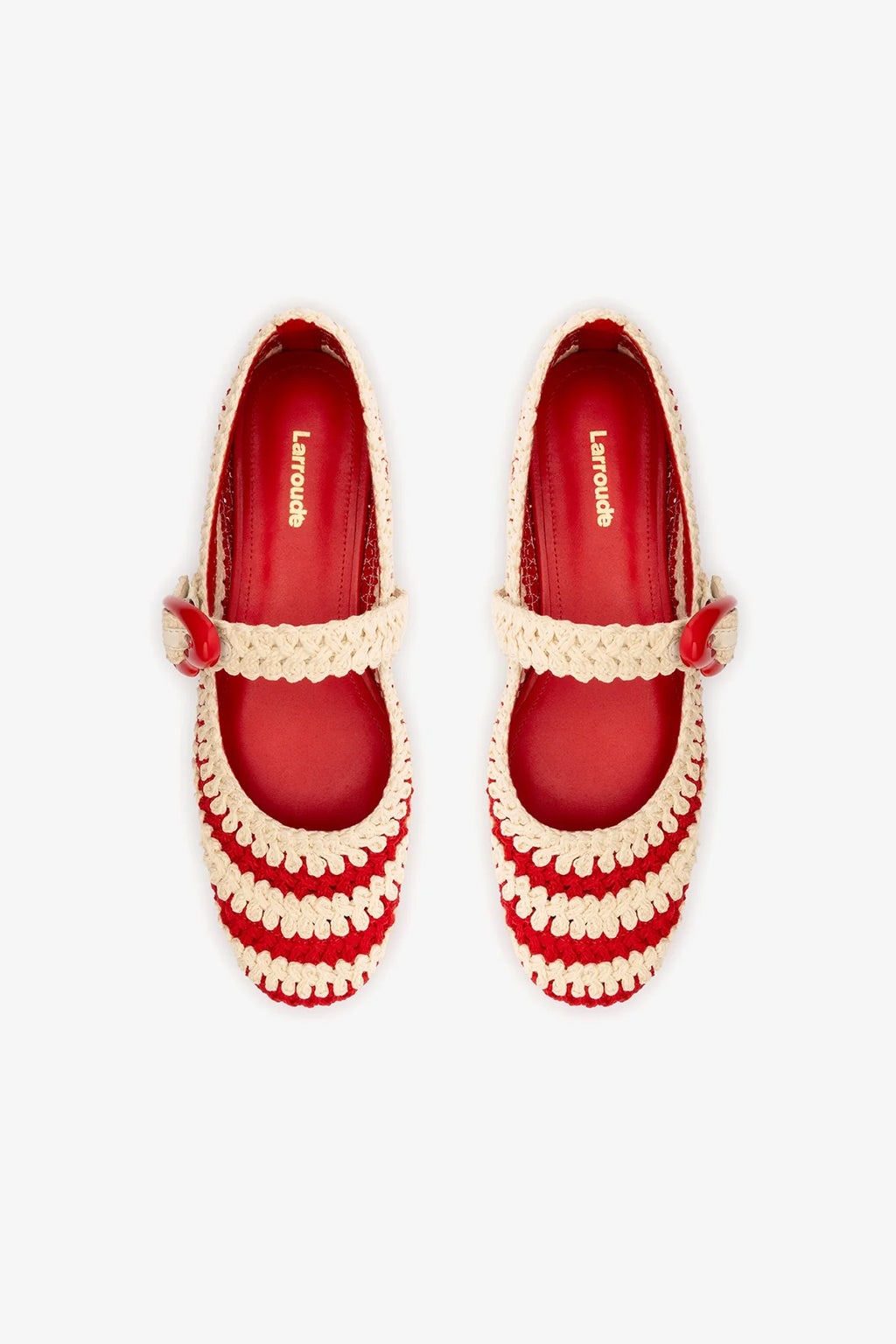 Scarlet and Ivory Two-Tone Crochet Ballet Flat