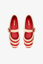Scarlet and Ivory Two-Tone Crochet Ballet Flat