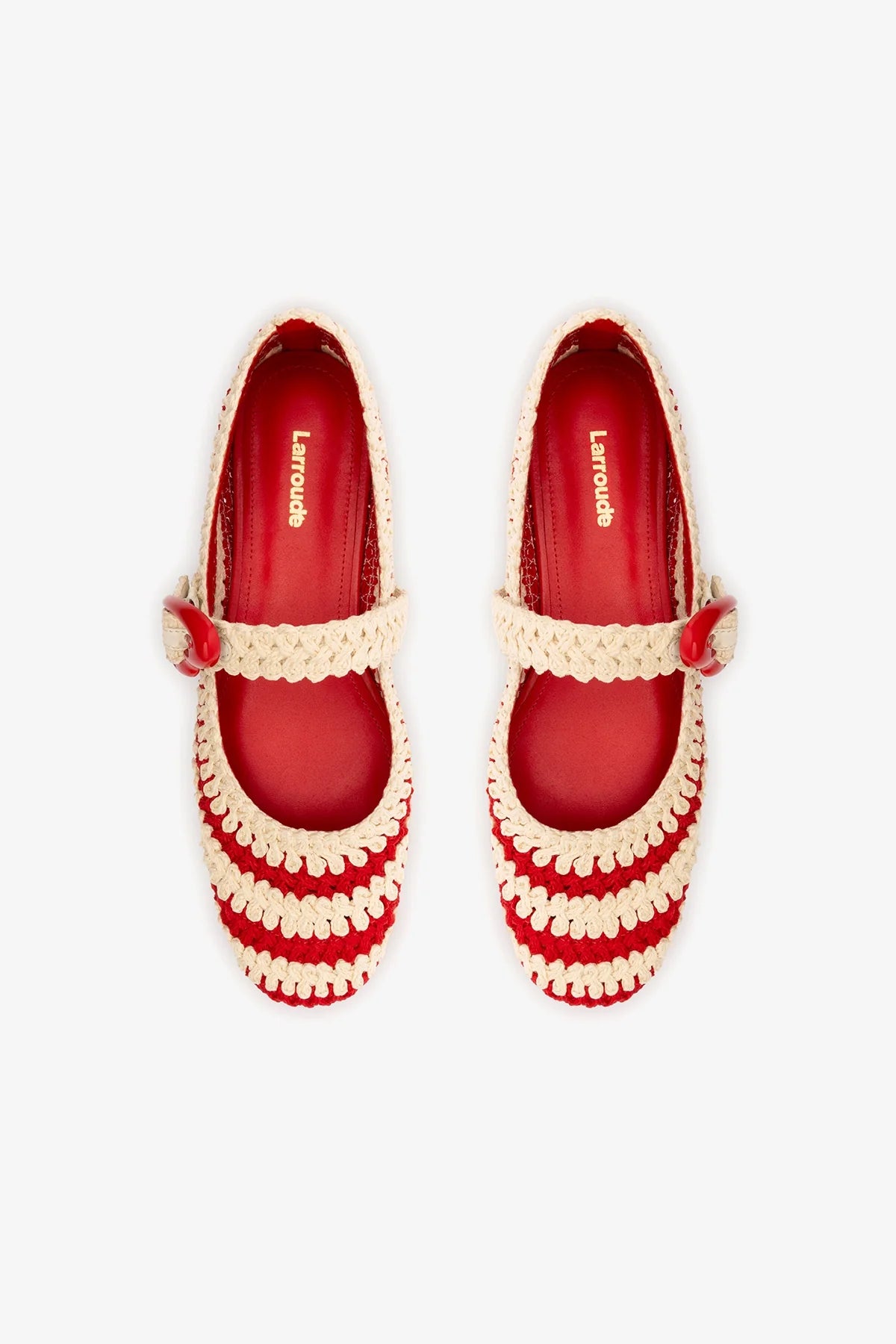 Scarlet and Ivory Two-Tone Crochet Ballet Flat