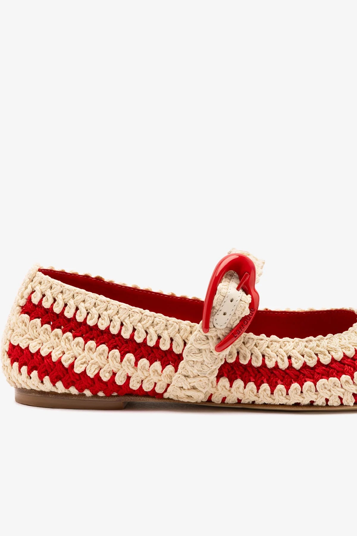 Scarlet and Ivory Two-Tone Crochet Ballet Flat