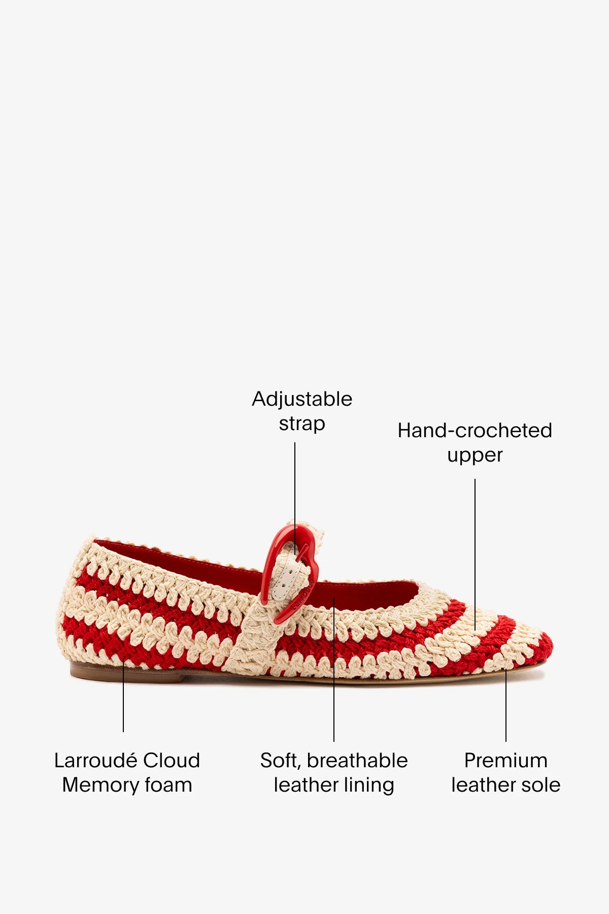 Scarlet and Ivory Two-Tone Crochet Ballet Flat
