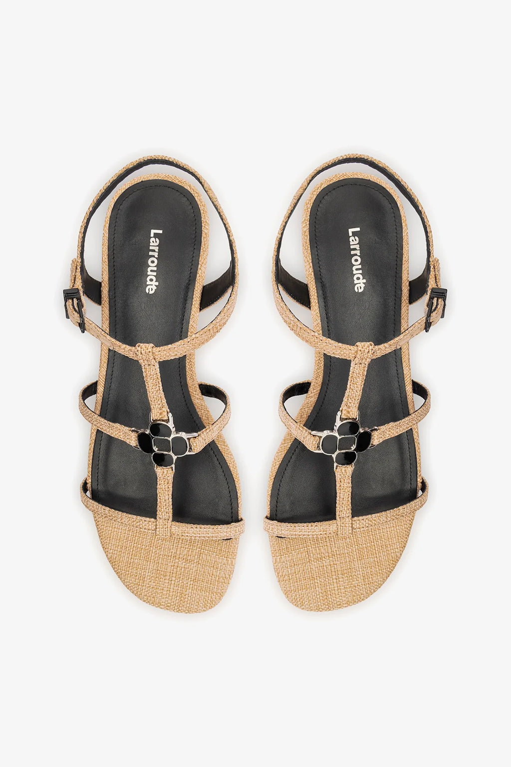 Beige Raffia Flat Sandal with Slim Straps