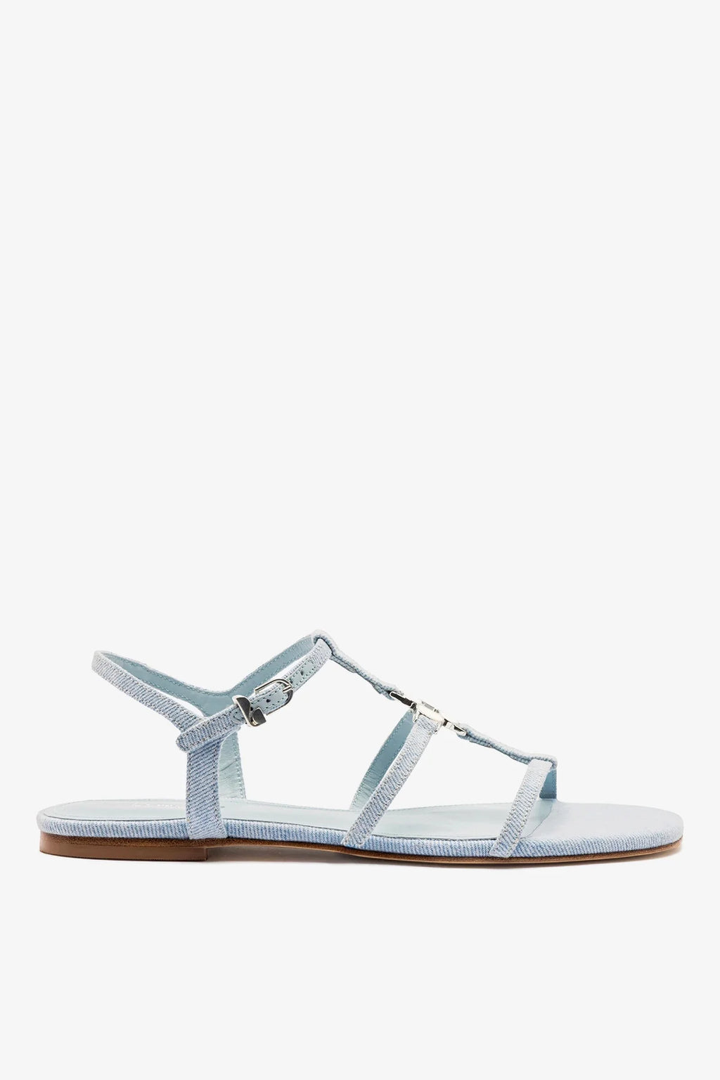 Denim Flat Sandal with Slim Straps